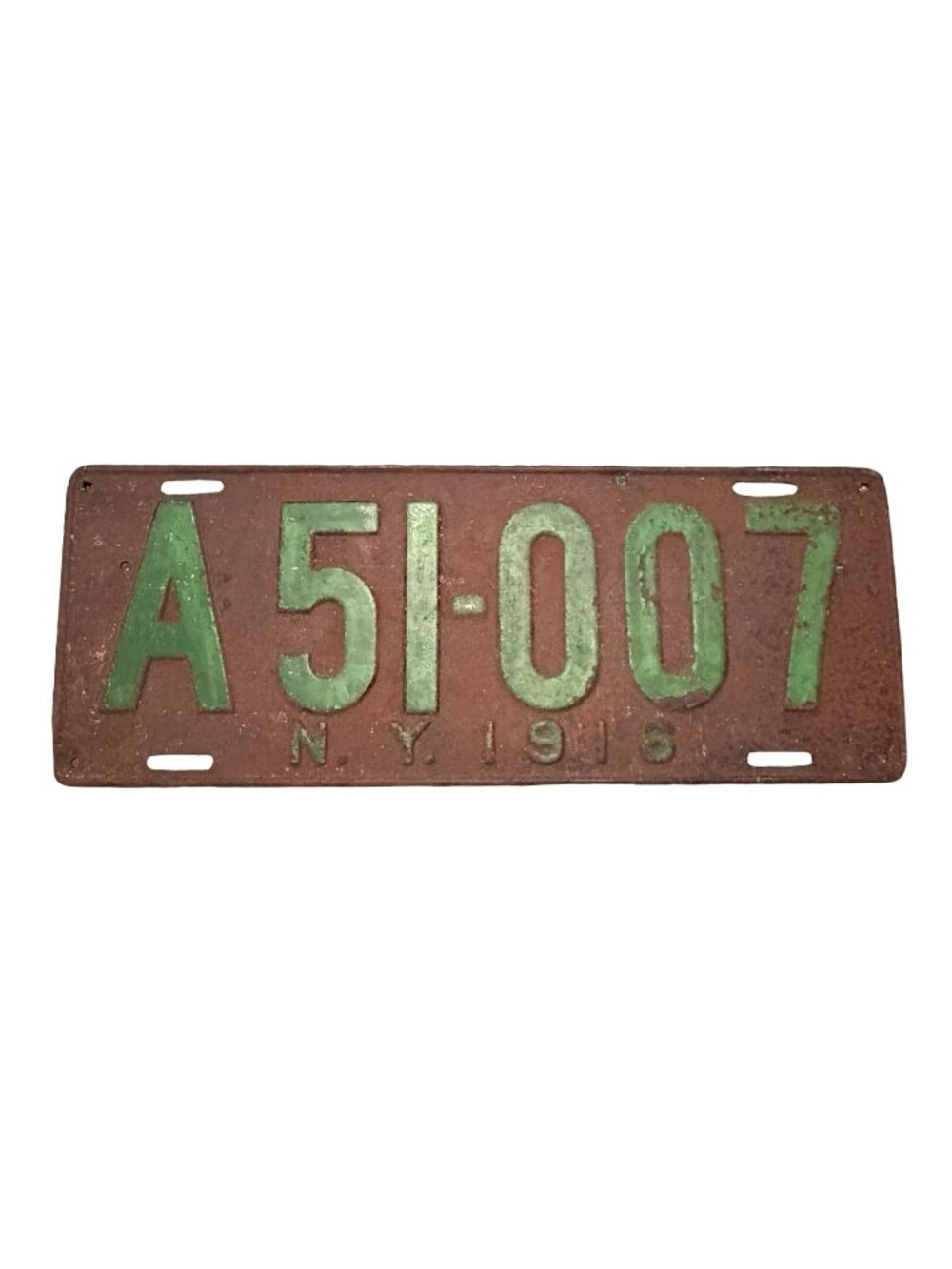 1916 New York License Plate Vintage Embossed Metal Automobile Tag Rustic Patina